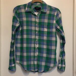 AéRopostale Lightweight Blue, green, white plaid shirt, size Small